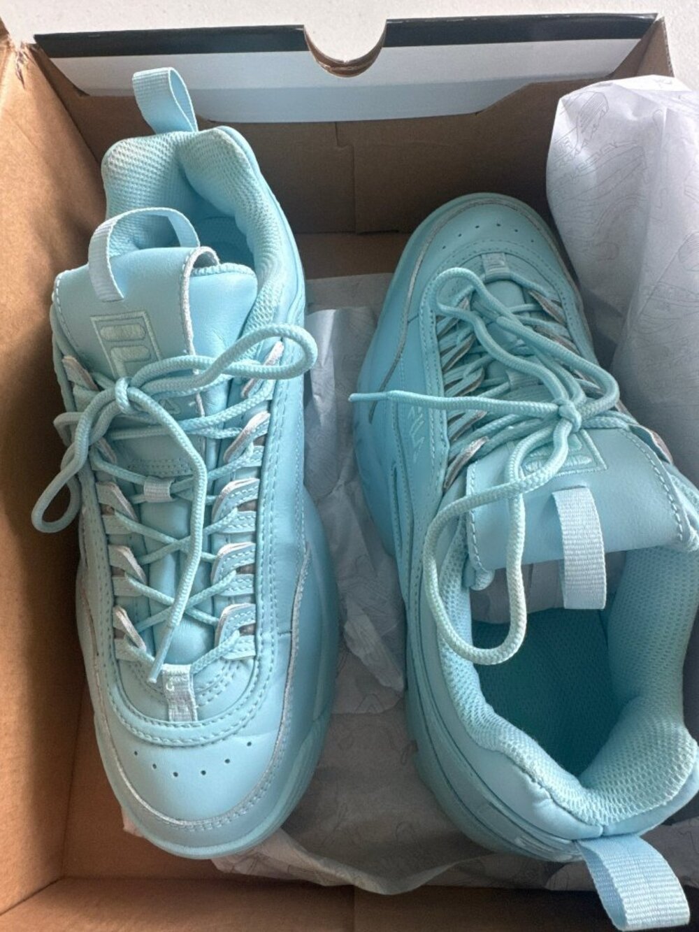 FILA Women's Disruptor II Premium Sneakers Teal, size 10, worn once, with box